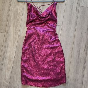 NWT Valentine's Bond Girl Dress Sequin Mini Dress Fucsia Size 6